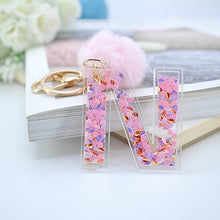 Load image into Gallery viewer, Sequin hollow letter keychain