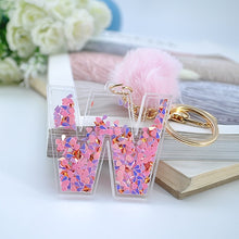 Load image into Gallery viewer, Sequin hollow letter keychain