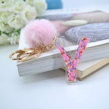Load image into Gallery viewer, Sequin hollow letter keychain