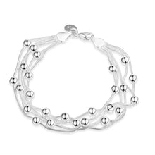 Load image into Gallery viewer, Snake Chain Smooth Bead Silver Bracelet