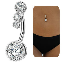 Load image into Gallery viewer, Crystal Belly Perforated Skull Button Belly Button Ring