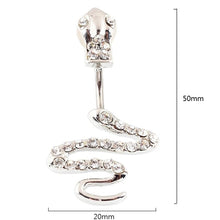 Load image into Gallery viewer, Crystal Belly Perforated Skull Button Belly Button Ring