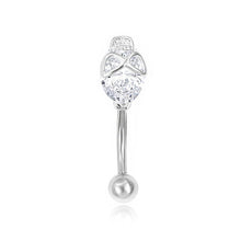 Load image into Gallery viewer, Crystal Belly Perforated Skull Button Belly Button Ring