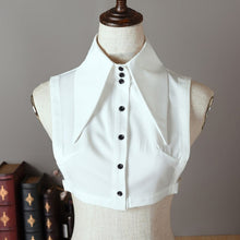 Load image into Gallery viewer, Retro wide lapel white fake collar button detachable