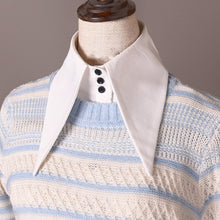 Load image into Gallery viewer, Retro wide lapel white fake collar button detachable
