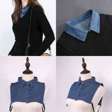 Загрузить изображение в средство просмотра галереи, Washed denim cotton fake collar buckle detachable