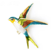 Load image into Gallery viewer, Enamel Flying Swallow Brooch