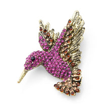Загрузить изображение в средство просмотра галереи, Pink Blue Rhinestone Hummingbird Brooch
