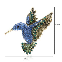 Загрузить изображение в средство просмотра галереи, Pink Blue Rhinestone Hummingbird Brooch
