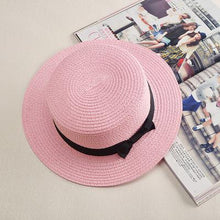 Load image into Gallery viewer, Panama hat with flat brim and bow
