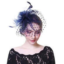 Load image into Gallery viewer, Flower Net Ribbon Feather Cocktail Headdress
