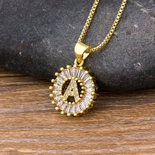 Load image into Gallery viewer, Hot Sale Women Girls Initial Letter Necklace 26 Letters Charm Gold Name Necklace Pendant Top Quality Copper Zircon Jewelry Gift
