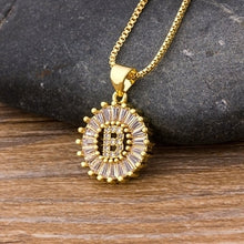 Load image into Gallery viewer, Hot Sale Women Girls Initial Letter Necklace 26 Letters Charm Gold Name Necklace Pendant Top Quality Copper Zircon Jewelry Gift
