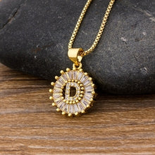 Load image into Gallery viewer, Hot Sale Women Girls Initial Letter Necklace 26 Letters Charm Gold Name Necklace Pendant Top Quality Copper Zircon Jewelry Gift

