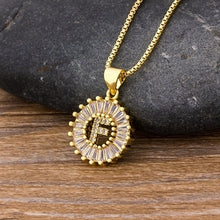 Load image into Gallery viewer, Hot Sale Women Girls Initial Letter Necklace 26 Letters Charm Gold Name Necklace Pendant Top Quality Copper Zircon Jewelry Gift
