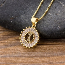 Load image into Gallery viewer, Hot Sale Women Girls Initial Letter Necklace 26 Letters Charm Gold Name Necklace Pendant Top Quality Copper Zircon Jewelry Gift
