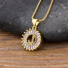Load image into Gallery viewer, Hot Sale Women Girls Initial Letter Necklace 26 Letters Charm Gold Name Necklace Pendant Top Quality Copper Zircon Jewelry Gift
