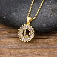 Load image into Gallery viewer, Hot Sale Women Girls Initial Letter Necklace 26 Letters Charm Gold Name Necklace Pendant Top Quality Copper Zircon Jewelry Gift
