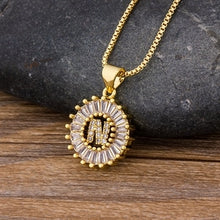 Load image into Gallery viewer, Hot Sale Women Girls Initial Letter Necklace 26 Letters Charm Gold Name Necklace Pendant Top Quality Copper Zircon Jewelry Gift
