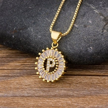 Load image into Gallery viewer, Hot Sale Women Girls Initial Letter Necklace 26 Letters Charm Gold Name Necklace Pendant Top Quality Copper Zircon Jewelry Gift
