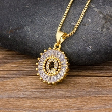 Load image into Gallery viewer, Hot Sale Women Girls Initial Letter Necklace 26 Letters Charm Gold Name Necklace Pendant Top Quality Copper Zircon Jewelry Gift
