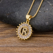 Load image into Gallery viewer, Hot Sale Women Girls Initial Letter Necklace 26 Letters Charm Gold Name Necklace Pendant Top Quality Copper Zircon Jewelry Gift
