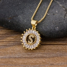 Load image into Gallery viewer, Hot Sale Women Girls Initial Letter Necklace 26 Letters Charm Gold Name Necklace Pendant Top Quality Copper Zircon Jewelry Gift

