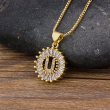Load image into Gallery viewer, Hot Sale Women Girls Initial Letter Necklace 26 Letters Charm Gold Name Necklace Pendant Top Quality Copper Zircon Jewelry Gift
