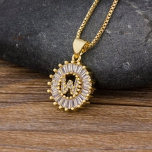 Load image into Gallery viewer, Hot Sale Women Girls Initial Letter Necklace 26 Letters Charm Gold Name Necklace Pendant Top Quality Copper Zircon Jewelry Gift
