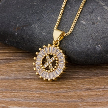 Load image into Gallery viewer, Hot Sale Women Girls Initial Letter Necklace 26 Letters Charm Gold Name Necklace Pendant Top Quality Copper Zircon Jewelry Gift
