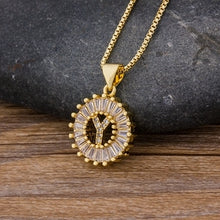 Load image into Gallery viewer, Hot Sale Women Girls Initial Letter Necklace 26 Letters Charm Gold Name Necklace Pendant Top Quality Copper Zircon Jewelry Gift
