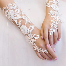 Load image into Gallery viewer, Fashion white black red bridal party gloves
