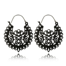 Load image into Gallery viewer, Retro flower metal hoop punk earrings
