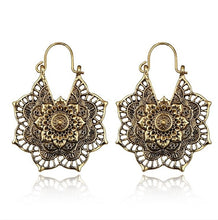 Load image into Gallery viewer, Retro flower metal hoop punk earrings
