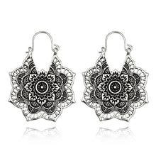 Load image into Gallery viewer, Retro flower metal hoop punk earrings
