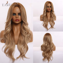 Загрузить изображение в средство просмотра галереи, Dark brown light gold platinum long wavy center wig
