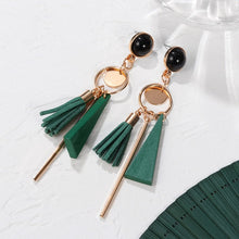 Load image into Gallery viewer, Green Acrylic Geometric Dangle Gold Earrings
