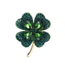 Load image into Gallery viewer, Green or red crystal leaf brooch
