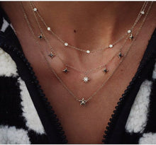 Load image into Gallery viewer, Fashion golden crystal star necklace

