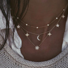 Load image into Gallery viewer, Fashion golden crystal star necklace
