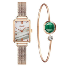 Загрузить изображение в средство просмотра галереи, Fashion Square Watch Bracelet Set Green Dial
