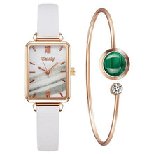 Загрузить изображение в средство просмотра галереи, Fashion Square Watch Bracelet Set Green Dial
