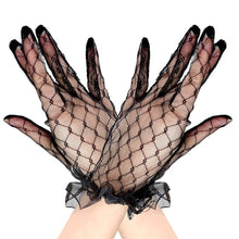 Load image into Gallery viewer, Short lace spotted ruffled full finger gloves
