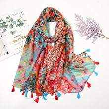 Загрузить изображение в средство просмотра галереи, Floral fringed shawl scarf
