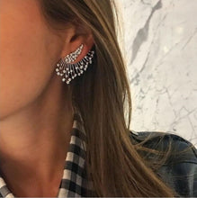Load image into Gallery viewer, Crystal flower drop earrings
