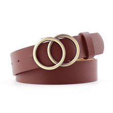 Загрузить изображение в средство просмотра галереи, Double loop women's PU leather metal buckle belt
