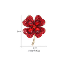 Load image into Gallery viewer, Green or red crystal leaf brooch
