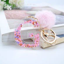 Load image into Gallery viewer, Sequin hollow letter keychain
