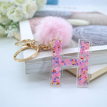 Load image into Gallery viewer, Sequin hollow letter keychain
