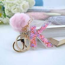 Load image into Gallery viewer, Sequin hollow letter keychain
